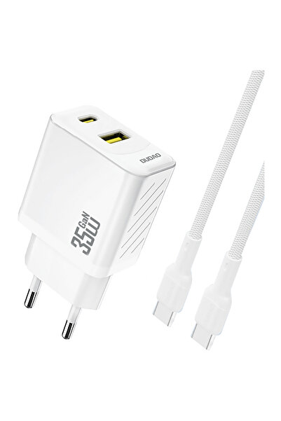 DUDAO A27MaxCEU PD QC 35W Încărcător de perete USB-A USB-C cu cablu USB-C - Alb