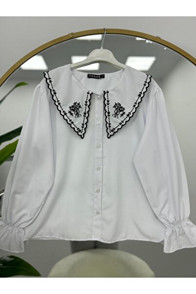 modasindoma Μπλούζα με κέντημα στο γιακά του μωρού