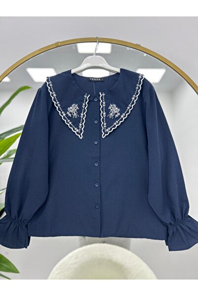 modasindoma Μπλούζα με κέντημα στο γιακά του μωρού