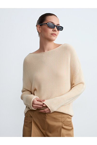 Dilvin 10804 Πουλόβερ με λαιμόκοψη καγιάκ-τσάντα