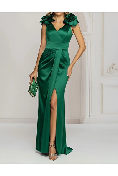 AVARO Fashion AVARO μακρύ και κομψό φόρεμα με σχέδιο κρουαζέ και αποσπώμενα μ...