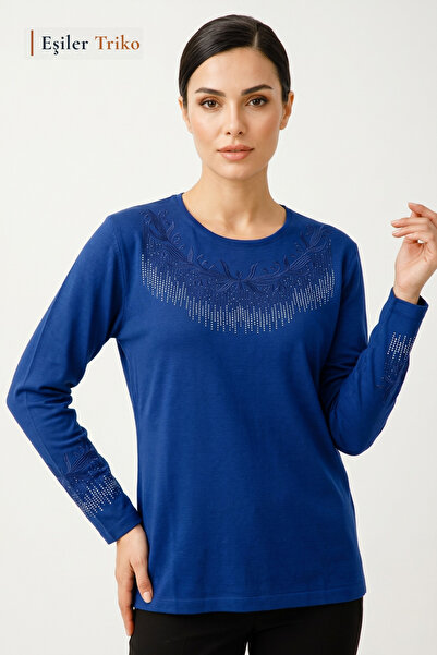 Eşiler Triko Women's Parlament Yakamoz Patterned Collar and Sleeves Embroider...