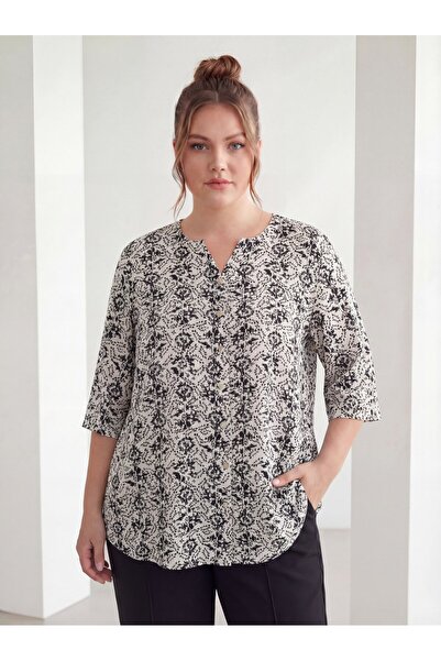 RMG Πουκάμισο με κοντό μανίκι και γιακά, σε μεγάλο μέγεθος, λευκό