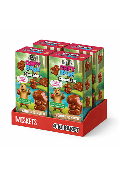 Miskets Capybara – Çilekli Krema Dolgulu Sütlü Çikolata 60 g x 4 Adet