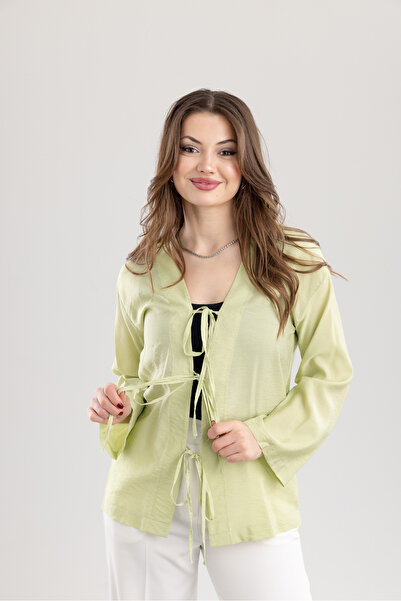 TUĞBA ERGÜL Γυναικείο κιμονό με δέσιμο μπροστά και κορδόνια