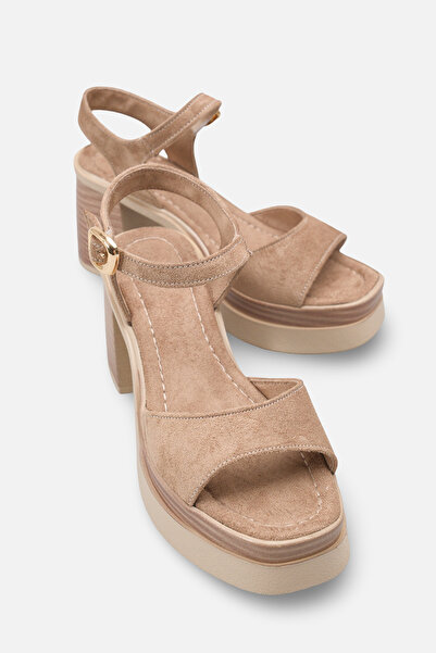 Solo Bag Γυναικεία πέδιλα με λουράκι στον αστράγαλο και χοντρό τακούνι