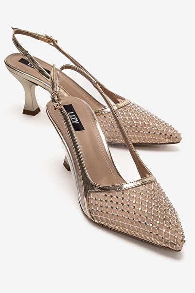 Lizy Shoes Γυναικεία κομψά βραδινά παπούτσια με λεπτομέρεια από χρυσό πέτρινο...