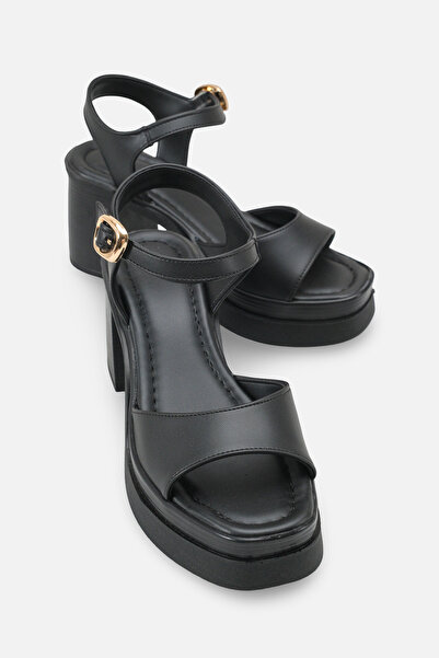 Solo Bag Γυναικεία πέδιλα με λουράκι στον αστράγαλο και χοντρό τακούνι