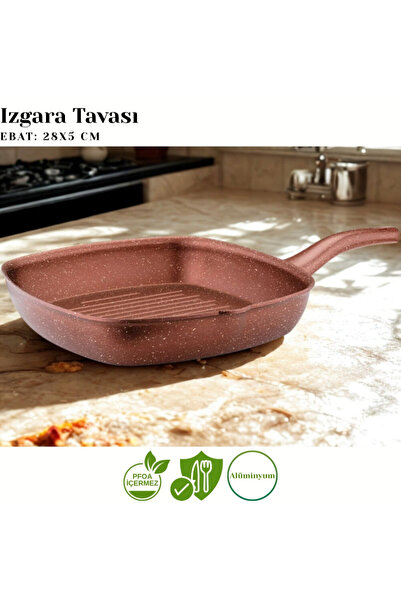 Katre 28 cm Granite Grill Pan - Dark Copper