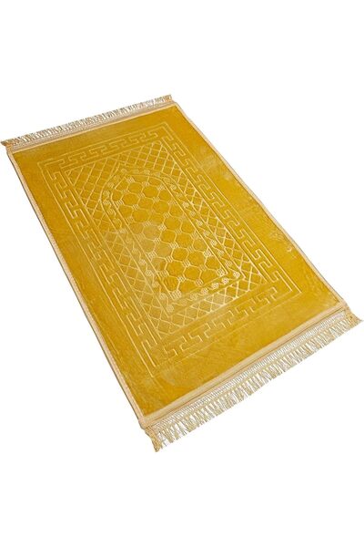 Fabienne 4PCS,Non-Slip Prayer Rug with Velvet Top 80 x 120 cm (Golden Beige)