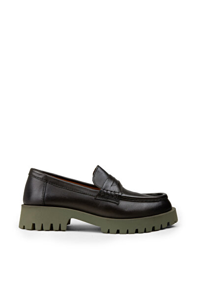 Deery Women's Green Genuine Leather Loafer Shoes