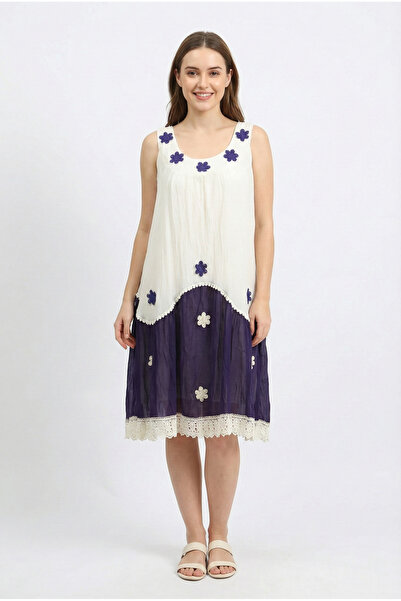 Eliş Şile Bezi Αμάνικο φόρεμα Daisy με στρογγυλή λαιμόκοψη και λεπτομέρεια απ...