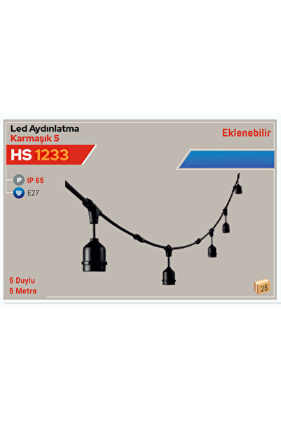 Helios Sarkıt Eklenebilir 5 Metre, 5 Duylu (E27) Aydınlatma Seti