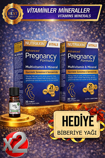 Nutraxin 2 Adet Pregnancy Formula-(21 Vitamin&Mineral) 30 Adet Tablet + HEDİY...