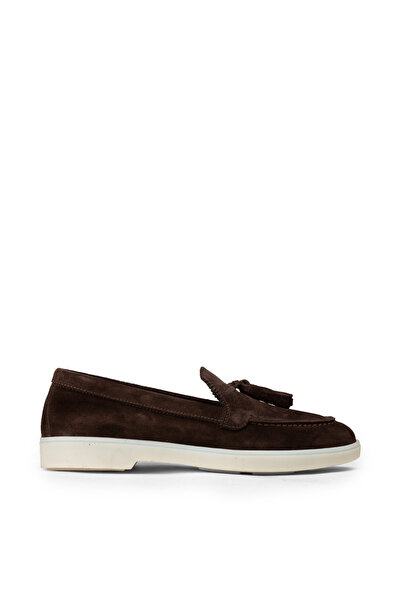 Deery Women's Genuine Suede Brown Tasseled Loafer