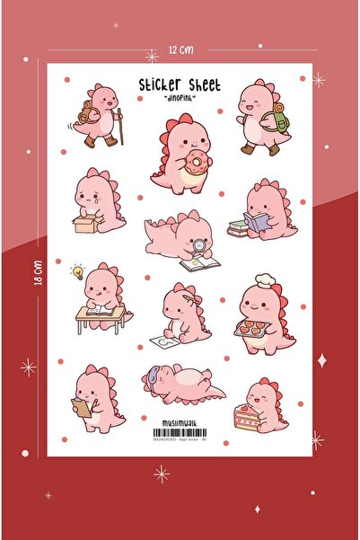 MuslimWalk Dinopink – Pembe Dinozor Sticker Seti #191
