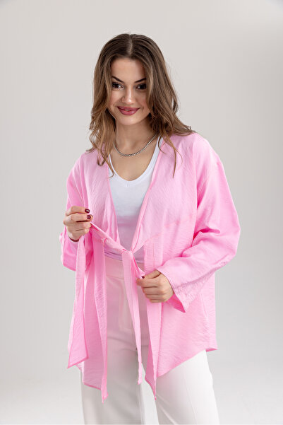 TUĞBA ERGÜL Γυναικείο Βασικό Κιμονό-Πουκάμισο με Ζώνη στο Μπροστινό Μέρος