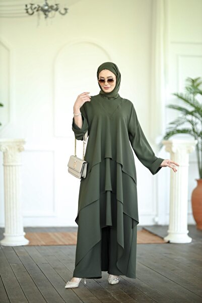 NS Moda Tesettür Ahenk Takım Haki-Model 577