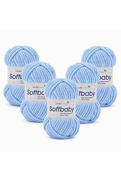 Ladylana SoftBaby (Βελούδινο) Νήμα για πλέξιμο στο χέρι (5 νήματα) 527 BABY BLUE