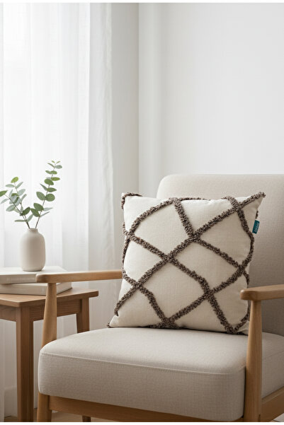Rolivs غطاء وسادة بنمط كريمي من بينا مقاس 47x47 سم (بينا 09) NK 1719
