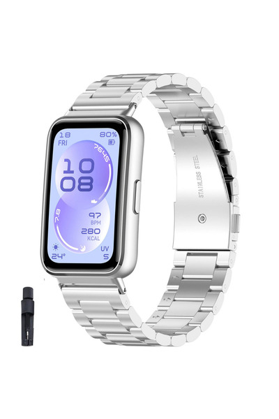 İncisoft Huawei Band 11 / Band 11 Pro Uyumlu Ayarlanabilir Paslanmaz Çelik Me...