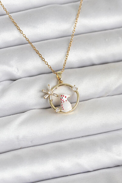 Generic Brand 316L Steel Chain Gold Zircon Stone Christmas Themed Women's Nec...