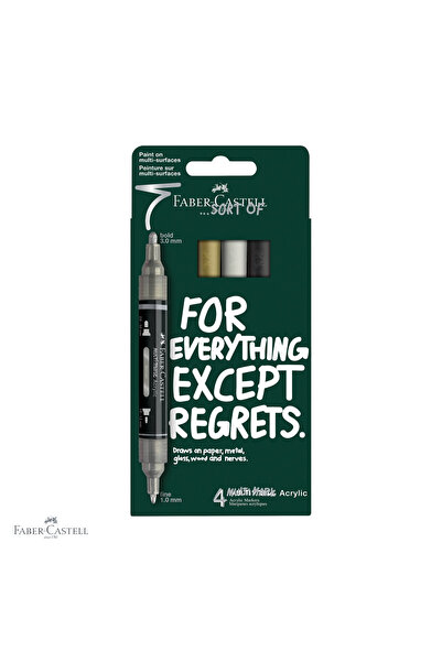 Faber Castell Set de 4 markere acrilice Faber-Castell Multimark, cu vârf dubl...