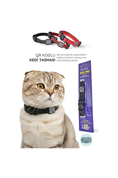 Flipy QR Kodlu Kedi Tasması, Dijital Kedi Kimliği, Akıllı Kedi Boyun Tasması