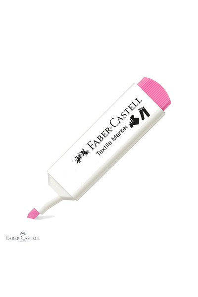 Faber Castell Marker textil Faber-Castell roz, vârf teșit cu 3 grosimi, pentr...