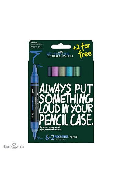 Faber Castell Set de 8 markere acrilice Faber-Castell Multimark, tonuri reci,...
