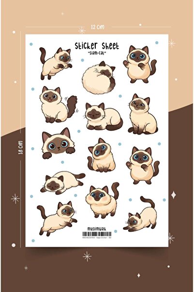 MuslimWalk Siam-Cat – Sevimli Kedi Sticker Seti #192