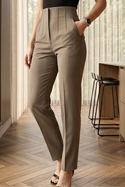 SADEL Pile Detaylı Havuç Pantolon - Vizon