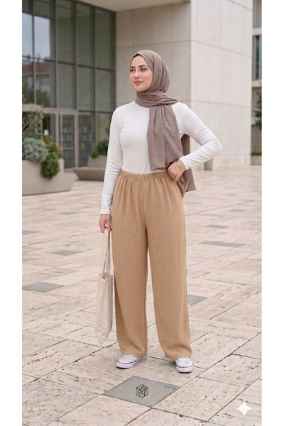 CNG MODA Λινό παντελόνι με φαρδιά μπατζάκια Ayrobin σε μεγάλο μέγεθος