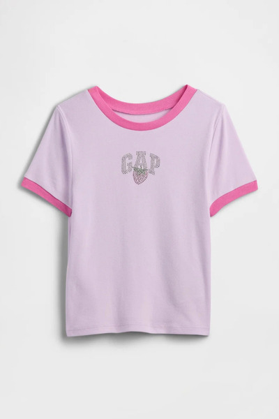 GAP Κοριτσίστικο μπλουζάκι με γραφικό σχέδιο Ringer σε λιλά χρώμα