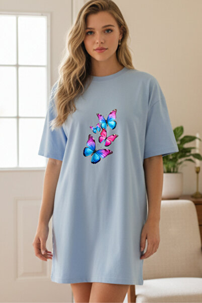 Pink Sky Γυναικείο μπλουζάκι με κοντό μανίκι και λαιμόκοψη, μεγάλο μέγεθος, ν...