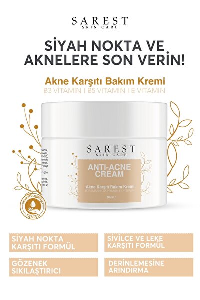 Sarest skincare Vitamin İçeren Sîvîlce Önleyici Krem Siyah Nokta Sîvîlce - Âk...