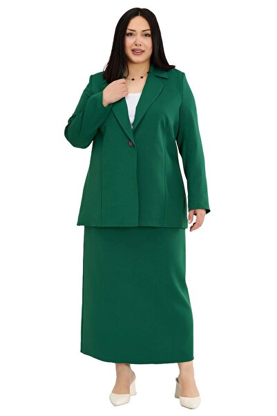 DISENTIS MODEST Σετ δύο τεμαχίων με σμαραγδί πράσινο σακάκι με ένα κουμπί και...
