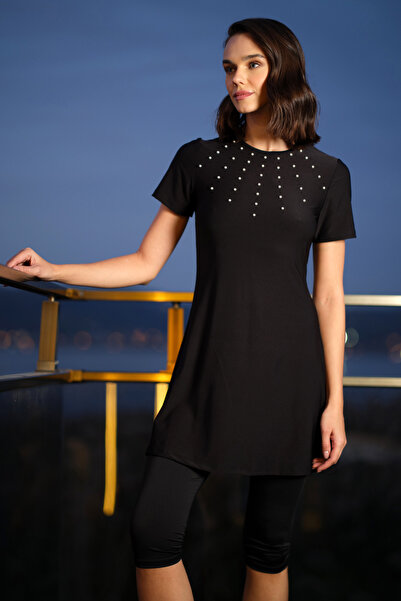 Haliç Mayo Κοντομάνικο κολάν με λικρά και λεπτομέρεια από χάντρες, ημικαλυμμέ...