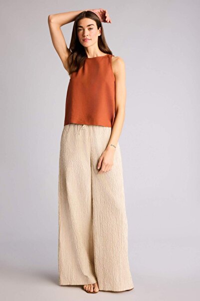 DeFacto Ψηλόμεσο παντελόνι Oxford με φαρδιά μπατζάκια H8492AX26SM