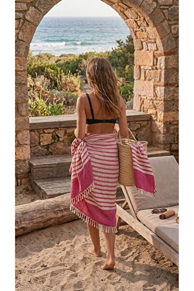 Mujo Home Collection Πετσέτα μπάνιου/παραλίας 2 στρώσεων από μουσελίνα - Πεστ...