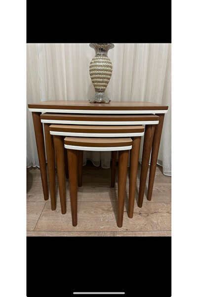 NUVON HOME LUNA 4’LÜ CEVİZ ZİGON SEHPA