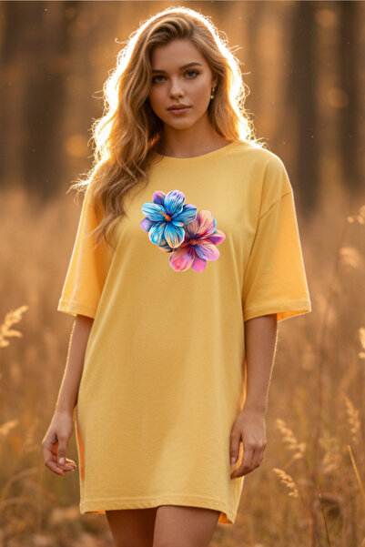 Pink Sky Γυναικείο μπλουζάκι με κοντό μανίκι και λαιμόκοψη, μεγάλο μέγεθος, ν...