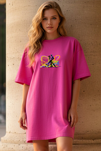 Pink Sky Γυναικείο μπλουζάκι με κοντό μανίκι και λαιμόκοψη, μεγάλο μέγεθος, ν...