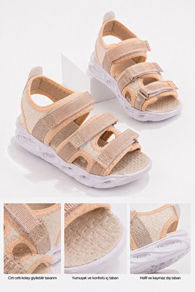 MUGGO Tatu Girls' Velcro Light-Up Sandals