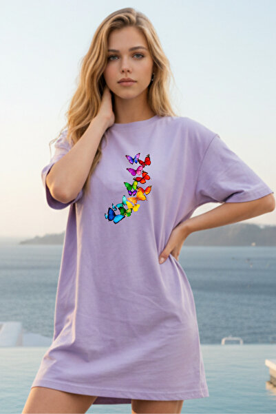 Pink Sky Γυναικείο μπλουζάκι με κοντό μανίκι και λαιμόκοψη, μεγάλο μέγεθος, ν...