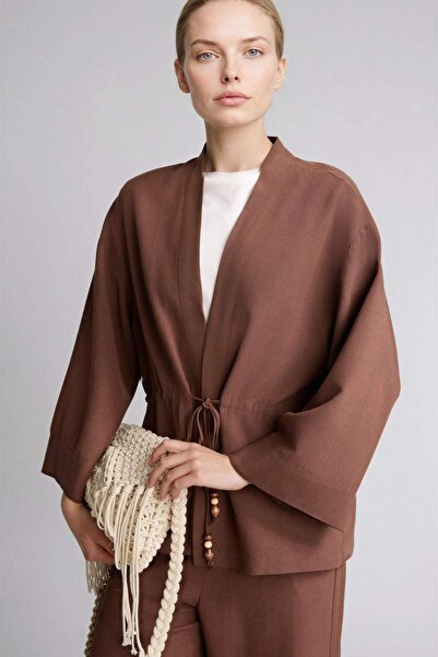 DeFacto Μακρυμάνικο πουκάμισο Relax Fit με λαιμόκοψη V και μείγμα λινών F6151...