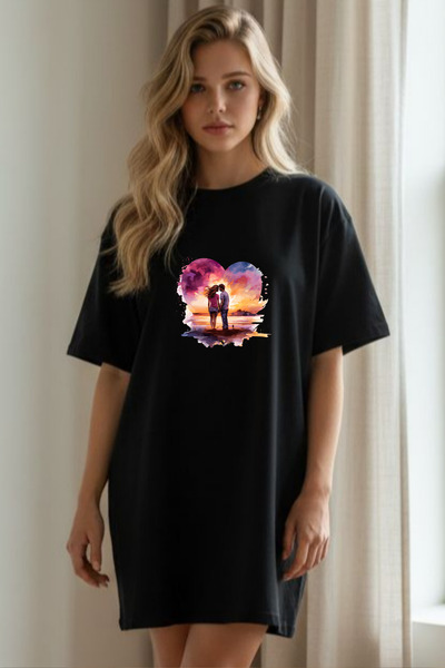 Pink Sky Γυναικείο μπλουζάκι με κοντό μανίκι και λαιμόκοψη, μεγάλο μέγεθος, ν...