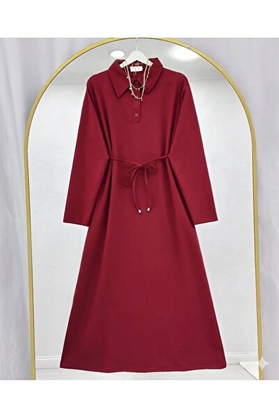 YILMAZBARMAZ Women's Polo Collar Lace-Up Dress