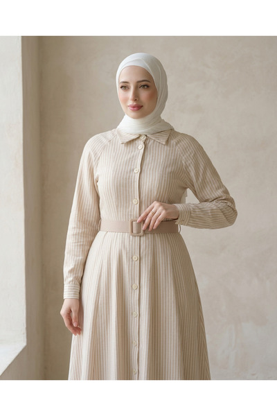 Verona-Gulf Striped Dress with Belt