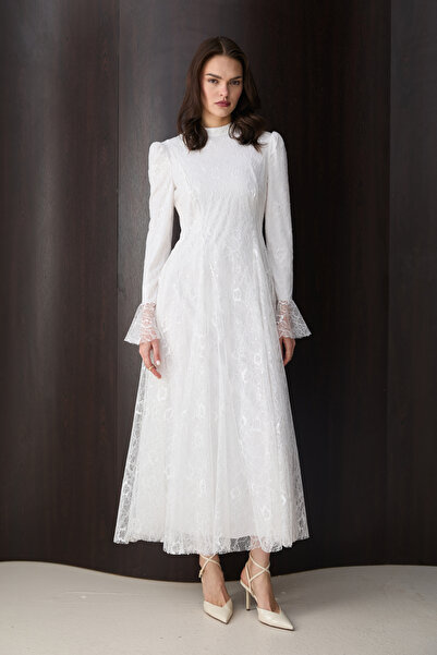 Melike Tatar Δαντελωτό Φόρεμα με Παγιέτες 32-2762